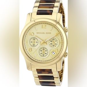 Michael Kors MK5659 Womens runway chronograph gold tone tortoise watch